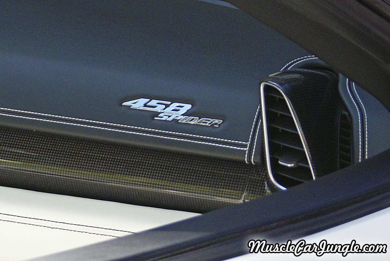 2013 White Ferrari 458 Spider Dash Name Plate