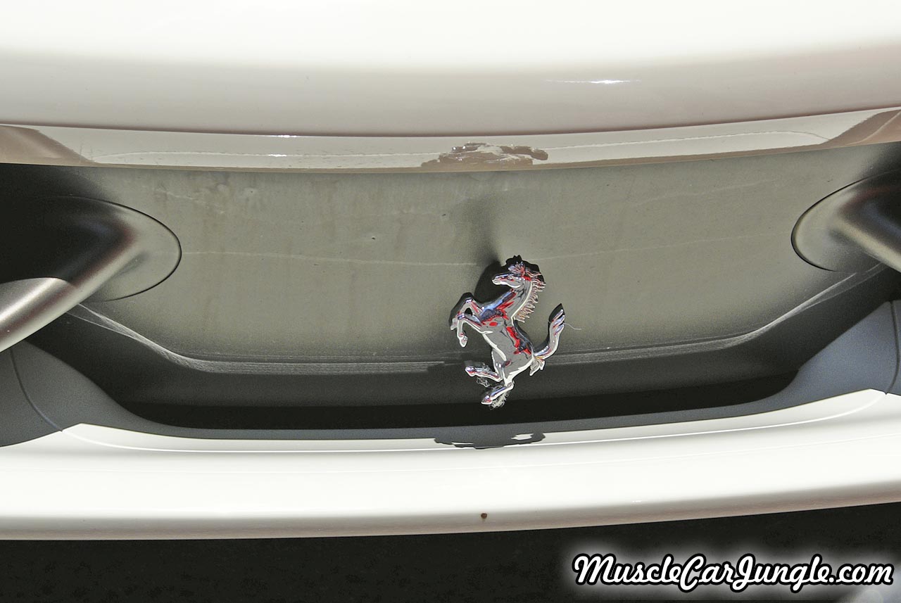 2013 White Ferrari 458 Spider Front Emblem